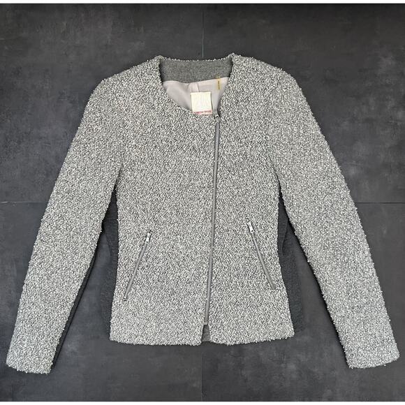 Rebecca Taylor Tweed Textured Moto Zip Up Jacket Women’s Size 10 - Picture 9 of 9